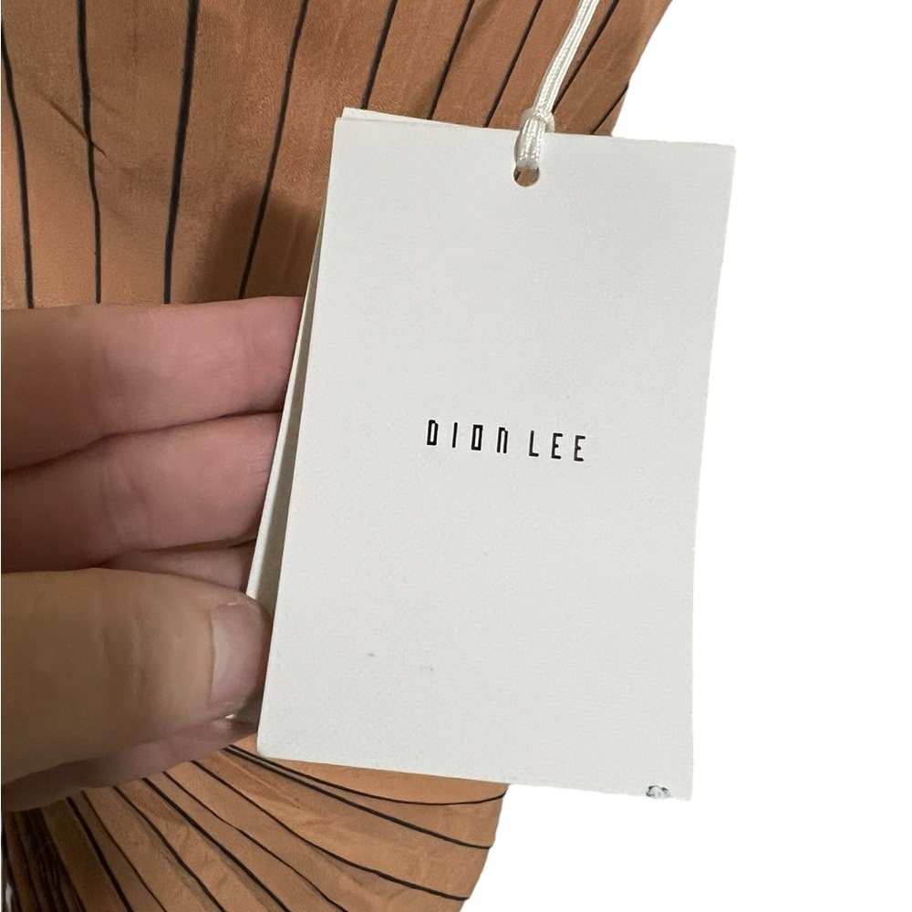 DION LEE Sunray Plunge Dress Pinstripe Pleating Sleeveless in Clay Size 2 US - Picture 12 of 15